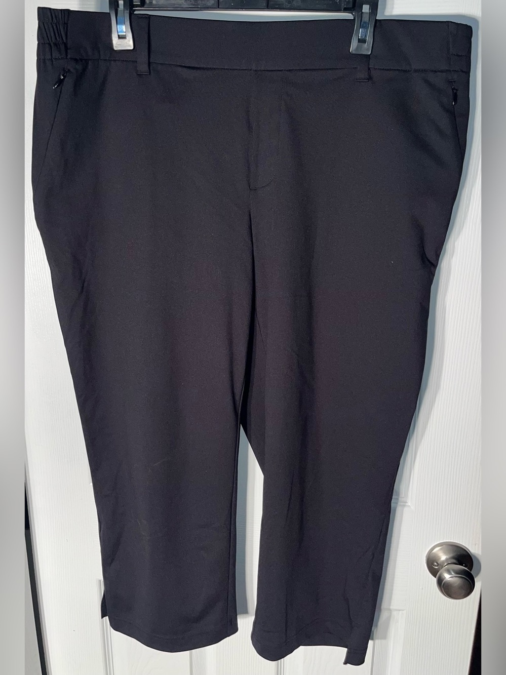Lands End Women's Plus Size 1X Black Flex Mid Rise Pull On Crop Pants